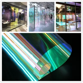 

SUNICE 35cm Roll Rainbow Dichroic Window Film Iridescent Glass home Decor window sticker Self-adhesive