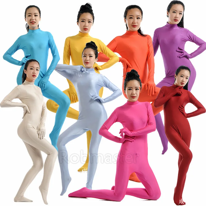 Женское блестящее Боди без головы с длинным рукавом Zentai полноразмерные колготки