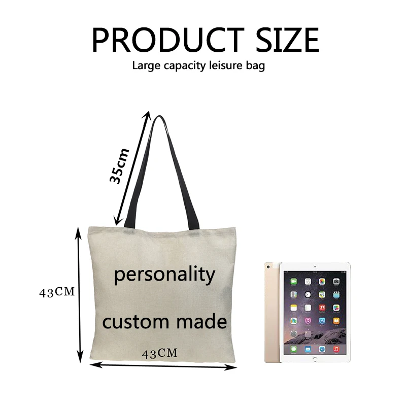 Сумка для покупок, многоразовая сумка из мешковины, двухсторонняя сумка на плечо с принтом бабочки, повседневная мультяшная сумка