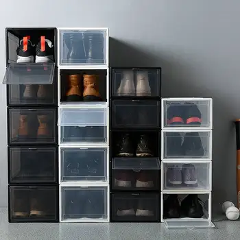 

Dustproof Foldable Shoes Storage Box Stackable Rack Combination Shoes Cabinet Clamshell Shoe Cover Home Organizer Transparent