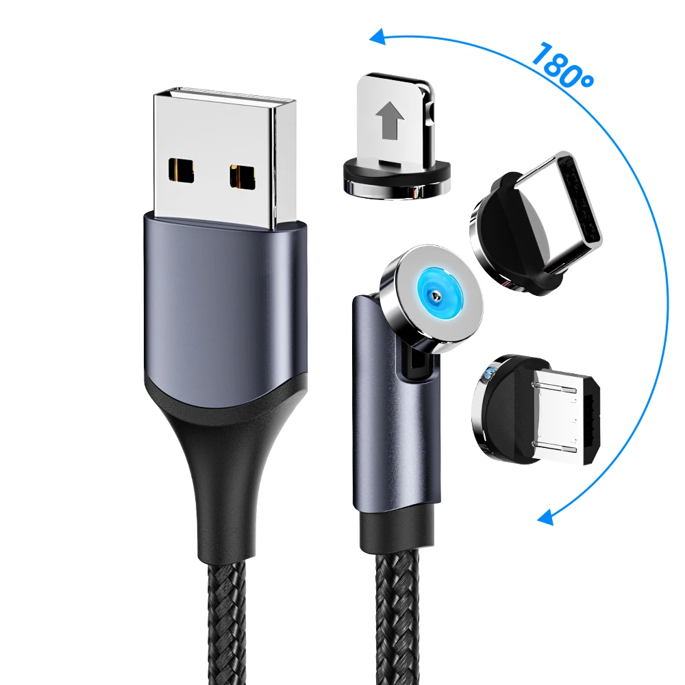 FONKEN вращающийся на 540 градусов Магнитный кабель 3 в 1 Micro USB C зарядный Шнур для Iphone