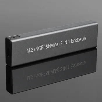 

High-speed M.2 Free Tools Hard Drive Box NGFF+NVME 2 In 1 Enclosure 10Gbps Transmission