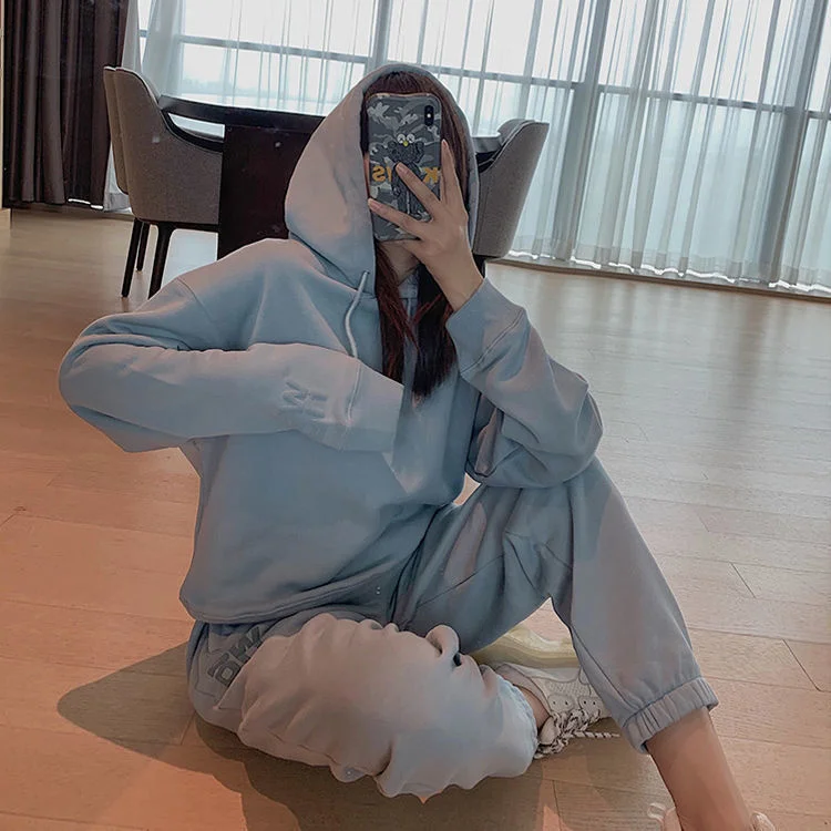 styling hoodies Best Quality Women Spring Autumn Sportswear Suit Female Korean Style Kpop Loose Two Piece Set Coat  Pants Tracksuit Thicken Warm comfy hoodie