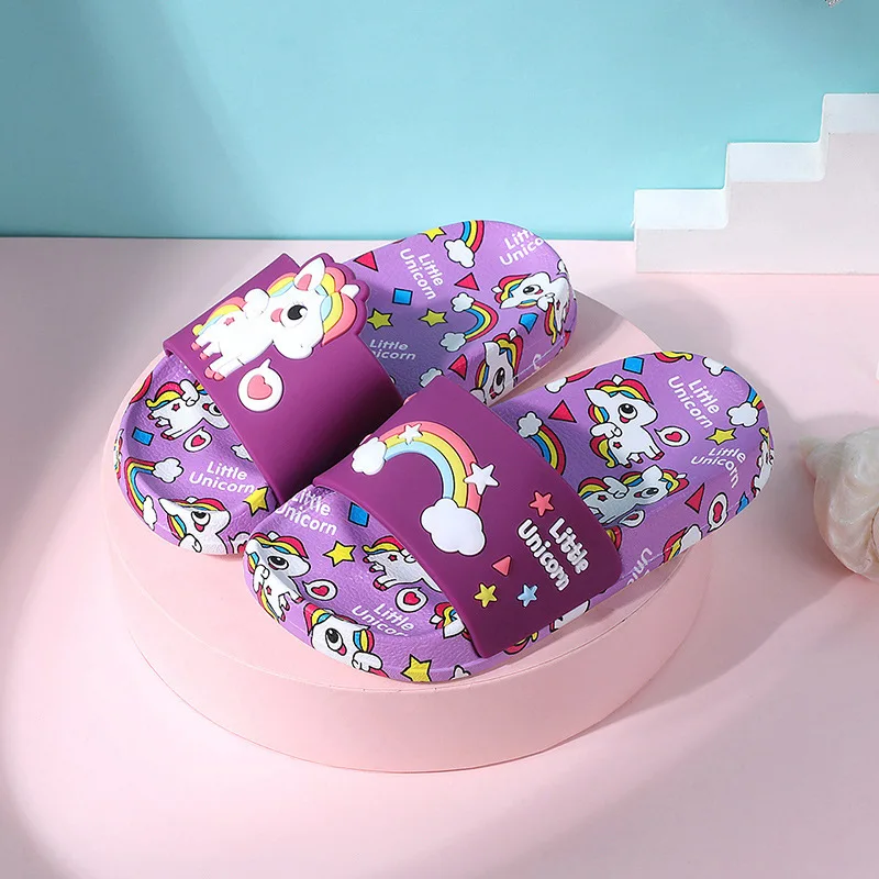 Unicorn Kids Slippers New Summer Rainbow Boys Girls Slippers PVC