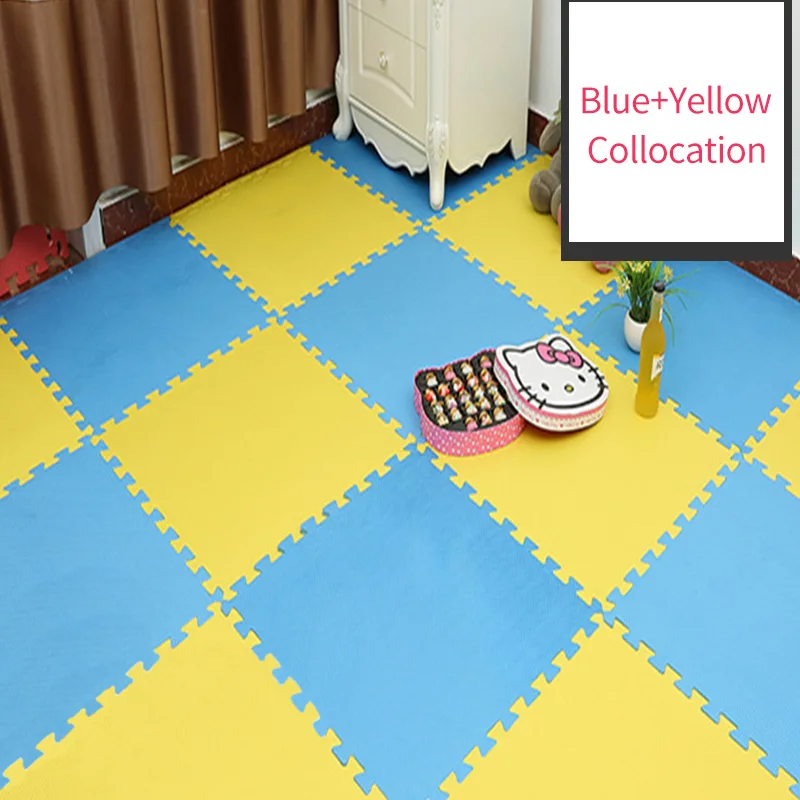 30*30 см tapete infantil детские подкладки игровой коврик игрушки для детей Детский ковер мягкий пол eva пены головоломки коврики - Цвет: yellow and blue