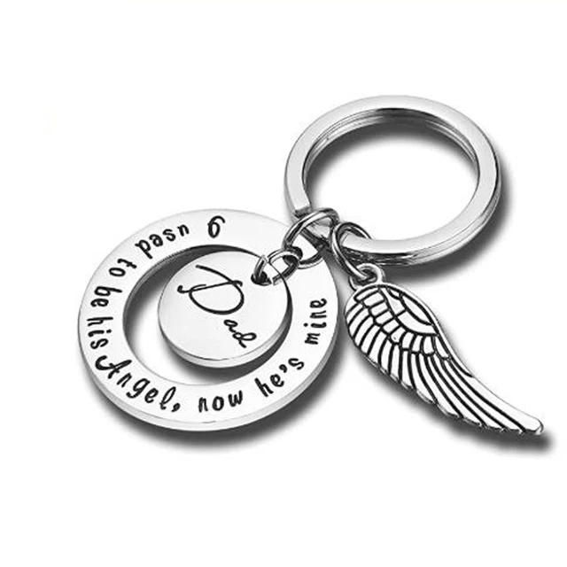 Dad Memorial Keychain - Sympathy Gift For Loss Of Father With Angel Pendant