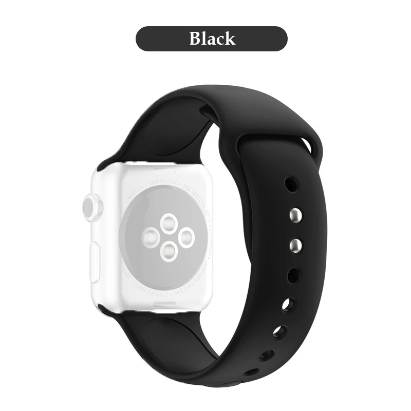 Силиконовый сменный спортивный ремешок 38 мм 40 мм для Apple Watch Series 1 2 3 4 42 мм 44 мм ремешок на запястье для iWatch Sport Edition - Цвет: Black