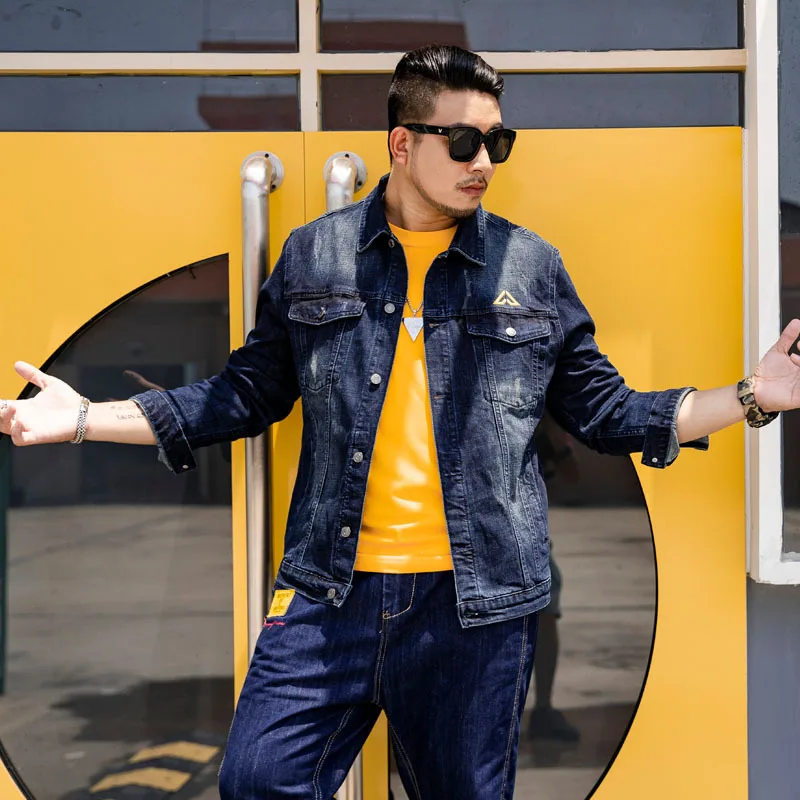 

2019 Autumn And Winter Trend Denim Jacket Back Printed Embroidery Cool Western Style Joint Plus-sized Coat