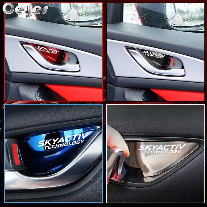 Ceyes Auto Styling Door Handle Wrist Bowl Trim Sticker Case For Mazda Skyactiv Technology CX 5 CX5 CX3 6 Axela Car Accessories