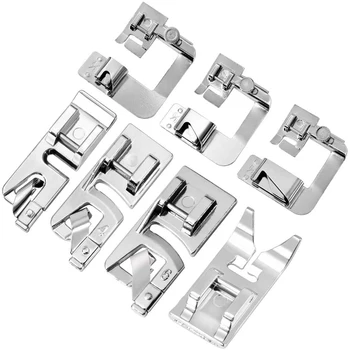 

LMDZ 7 Pcs Hemming Foot Kit - 3 Pcs Narrow Rolled Hem Sewing Machine Presser Foot, 3 Pcs Wide Hem Presser Foot, Straight Stitch