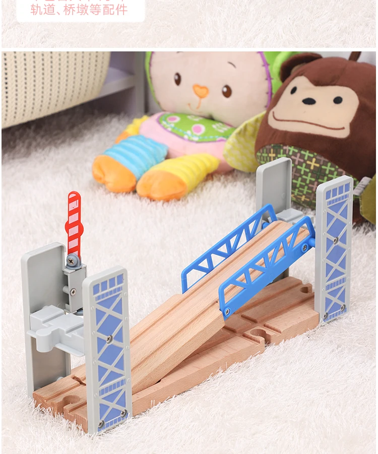 Cerca de Madeira Viaduto de Madeira Brinquedos do Miúdo Duplo Elevador Ponte Trem Faixas Ferroviário Brinquedos Conjunto Acessórios Modelo Viaduto Presentes 4 High Quality Brinquedos e hobbies