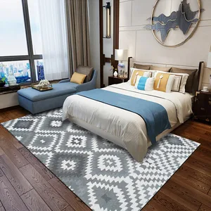 Modern fashion 3D Printing Carpets for Living Room Bedroom Area Rug Nordic Abstract geometric Grey Lattice Carpet Home floor mat