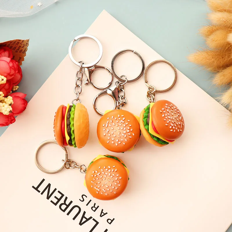 Милый бургер брелоки «еда» кулон креативный Автомобильный держатель для ключей орнамент сумка для телефона и ключа кольцо брелок модные ювелирные изделия подарок для женщин