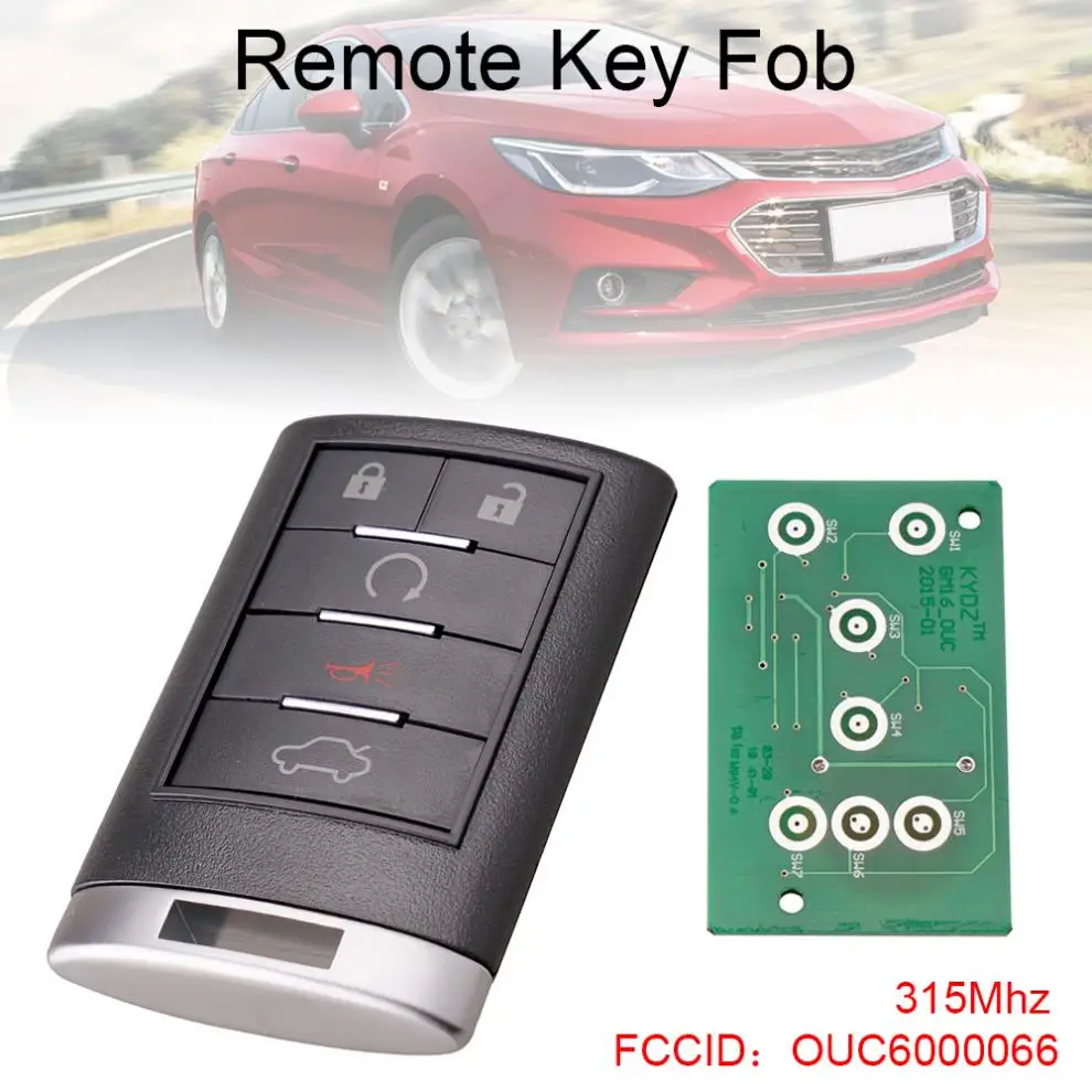 

315Mhz 5 Buttons Remote Keyless Entry Remote Key Fob Car Key OUC6000066 Fit for 2007 2008 2009 Cadillac SRX New
