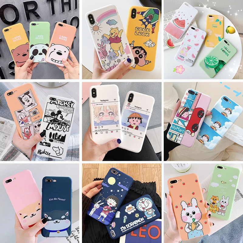

Cartoon Cute phone case For Apple iphone 6 6s 7 8 plus x xs xr max 11 phone cases TPU silicone Back Bumper Soft protection Cover