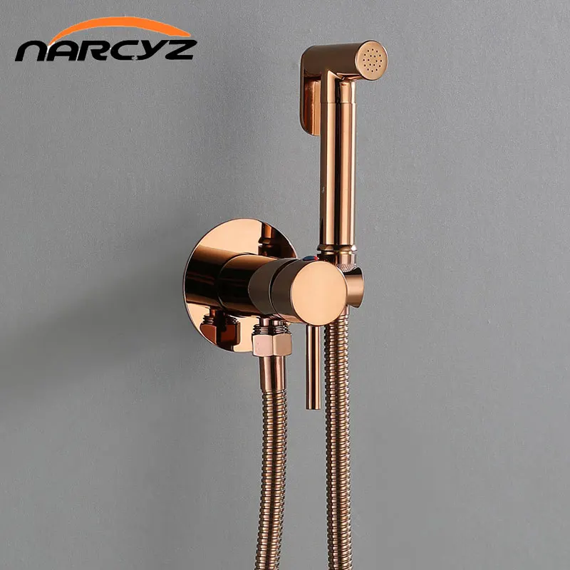 ปืนสเปรย์ห้องน้ําก๊อกน้ําห้องน้ําร้อนและเย็นทองแดง rose gold รอบแรงดันผู้หญิงเครื่องซักผ้า flushing ปกปิด M2012 1