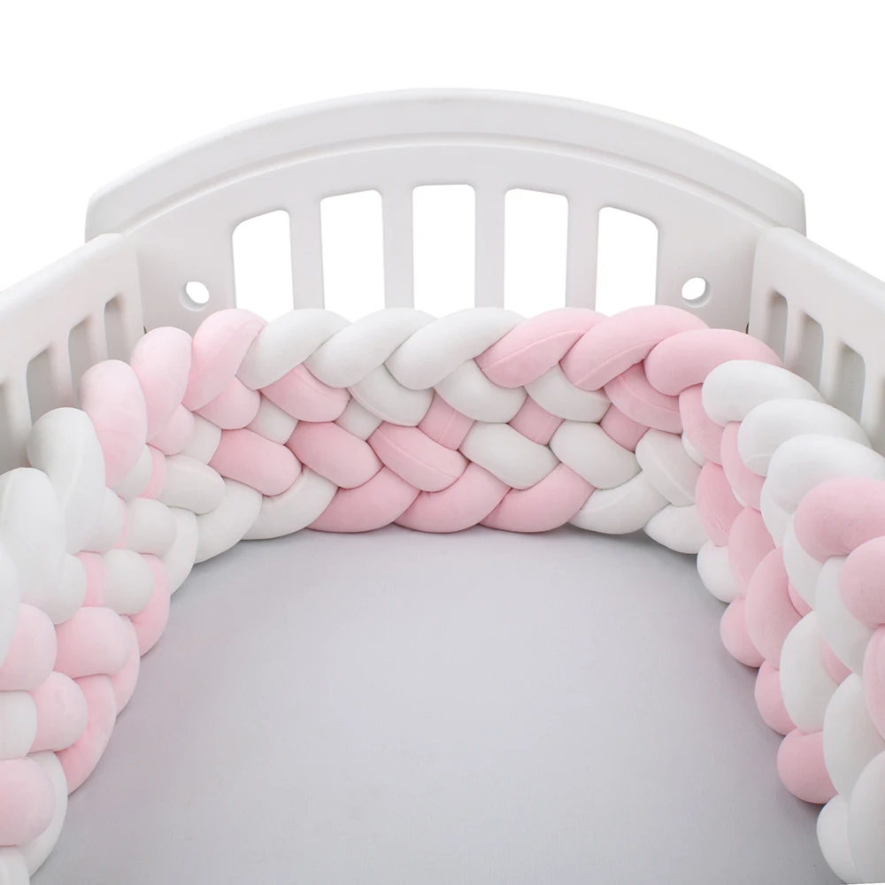 6 Knotted 200cm Braided Baby Bed Bumper Soft Pad Cushion Nursery Cradle Infant Room Long Braid Pillow crib bumper