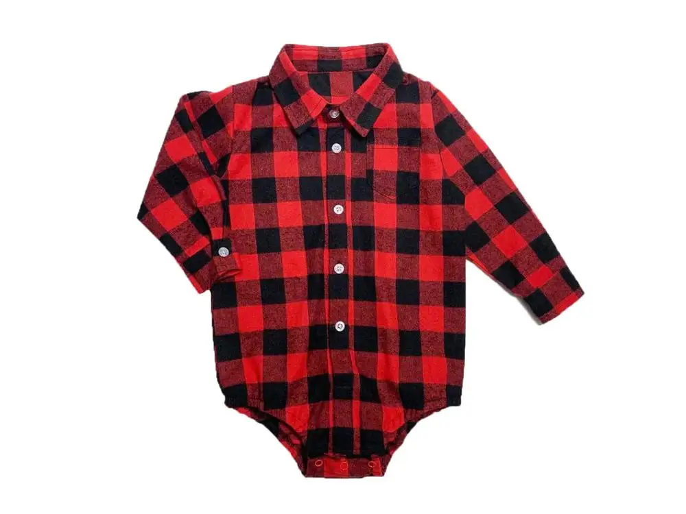 Unisex Autumn Spring Baby Girls Boys Clothes Christmas Plaid Rompers Toddler Newborn Baby Fits One Piece