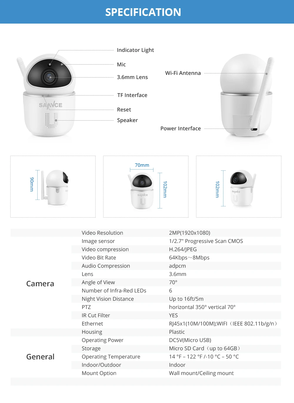 SANNCE домашняя охранная ip-камера Wi-Fi беспроводная мини-сетевая камера видеонаблюдения Wifi 720 P ночного видения камера видеонаблюдения детский