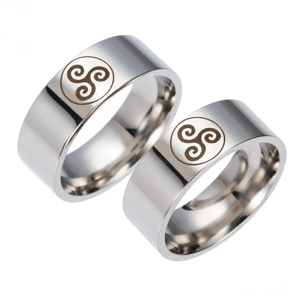 Teen Wolf Logo Signet Ring Fashion Stainless Steel Rings for Men Biker Jewelry Triskele Triskelion Titanium Women | Украшения и