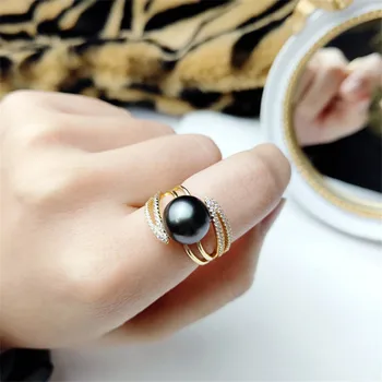 

Trendy style 925 Silver Pearl Ring Finger Ring Adjustable Resizable Ring Findings and Component Jewelry Part Fitting Accessorie