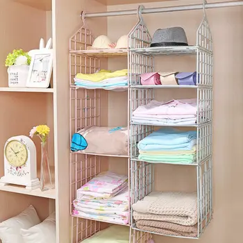 

Foldable Hanging Storage Rack Multi-layer Wardrobe Hanging Bag Clothes Finishing Storage Shelves Wardrobe Bathroom Organizer
