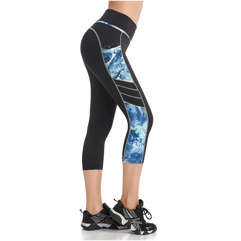 East Hong Womens Running Fitness Leggings Compression Capri Gym Sports