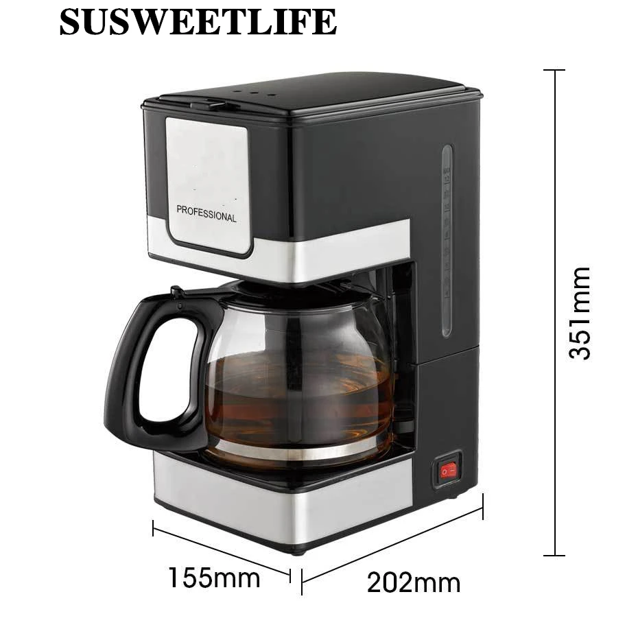 

SUSWEETLIFE Italian coffee machine household automatic small steam brewing machine drip type portable coffee machine button type