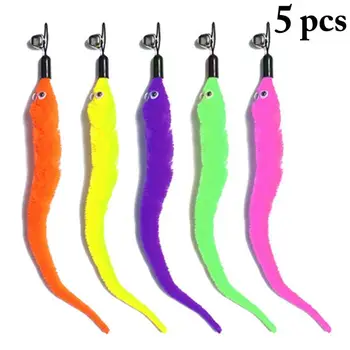 

5Pcs/Set Creative Cat Wand Replacement Toys Cute Bell Decor Worm Shape Cat Training Toy Cat Teaser Pet Supplies Cat Favors