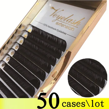 

Viplash Free Shipping 50 Cases Eyelash Extensions Korean PBT Fiber Volume Lashes Premium Black Mink Lashes Maquillaje Cilios