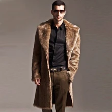 Новое поступление, мужское меховое пальто, длинная парка, Зимняя мода, толстое теплое длинное пальто из искусственного меха, кожаная куртка, пальто PC169