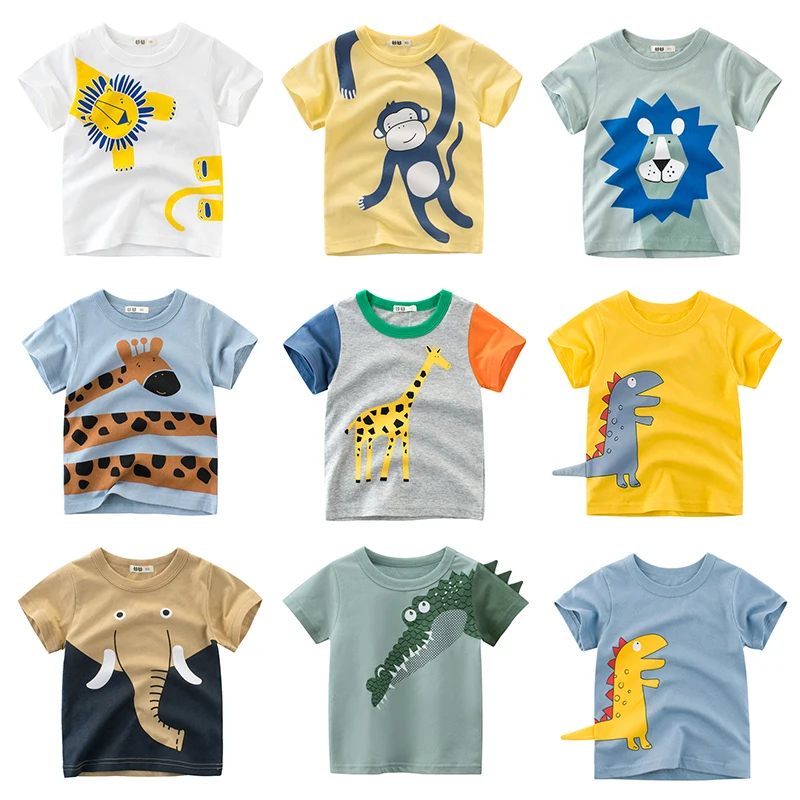 TIANRUN Baby Girls Boys Summer T Shirt O Neck Shark Cartoon Animal Short Sleeve Tops Playsuit Toddler Cotton Tee