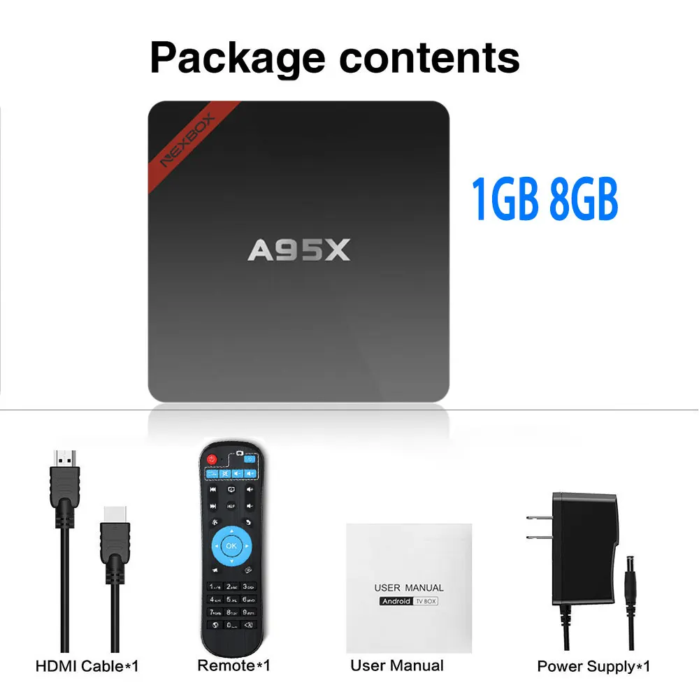 A95X NEXBOX Smart Android 7,1 ТВ-приставка Amlogic четырехъядерный S905W 2 Гб 16 Гб wifi медиаплеер PK X96 мини-приставка ТВ-приставка - Цвет: 1GB  8GB