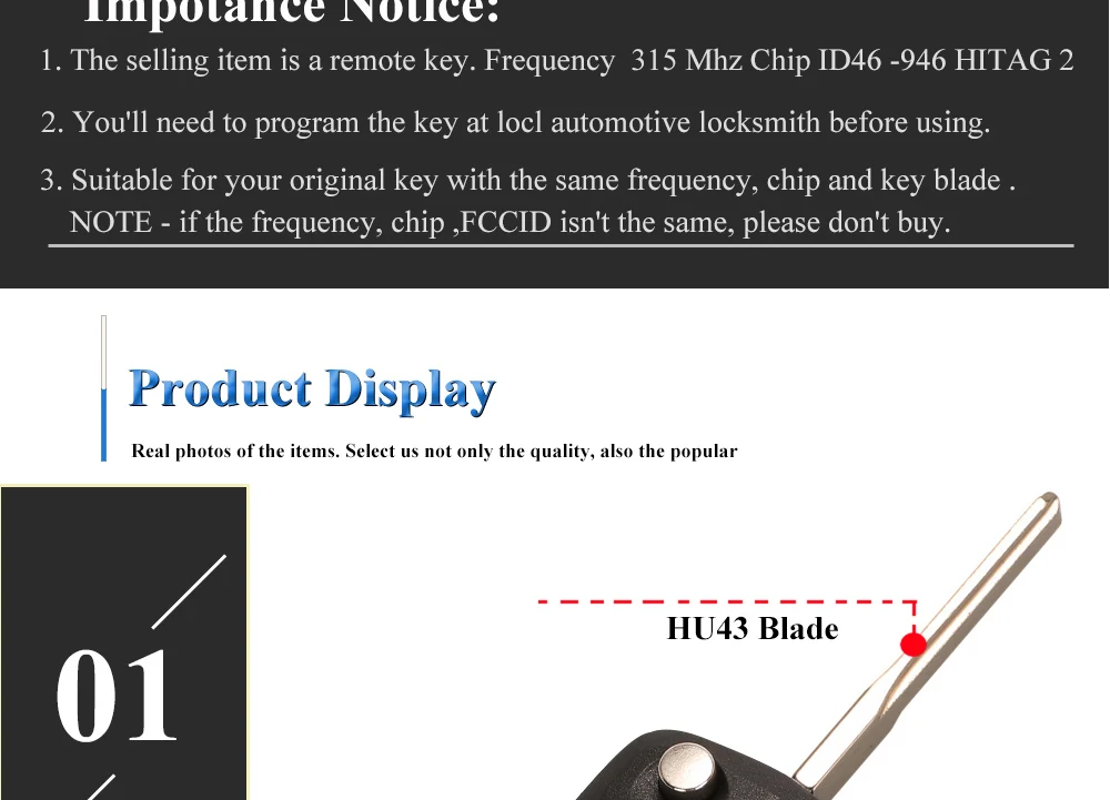 Keyforkess Flip 3 pulsanti telecomando portachiavi ASK 315MHz PCF7946 per Vauxhall/Opel Vectra C, Signum 2003-2007 Uncut HU43/HU100 - H53a067fc9f0f4c27873f5433afa6fb9aF
