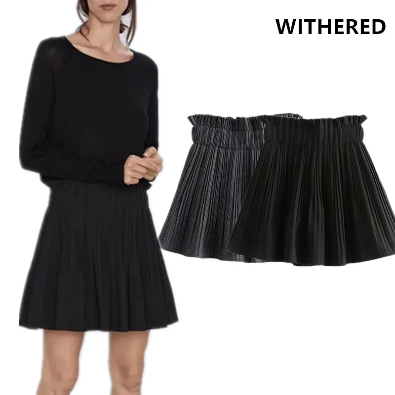 Увядшая Мини юбка женская в английском стиле опрятная плиссированная Высокая талия сексуальная юбка Русалочий хвост mujer moda юбки женские