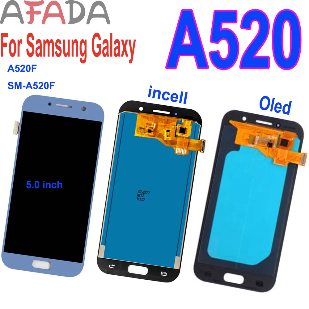 

ЖК-дисплей AMOLED TFT 5,0 дюйма для Samsung Galaxy A5 2017 LCD A520 A520F, дисплей с сенсорным экраном и дигитайзером в сборе, детали для A520