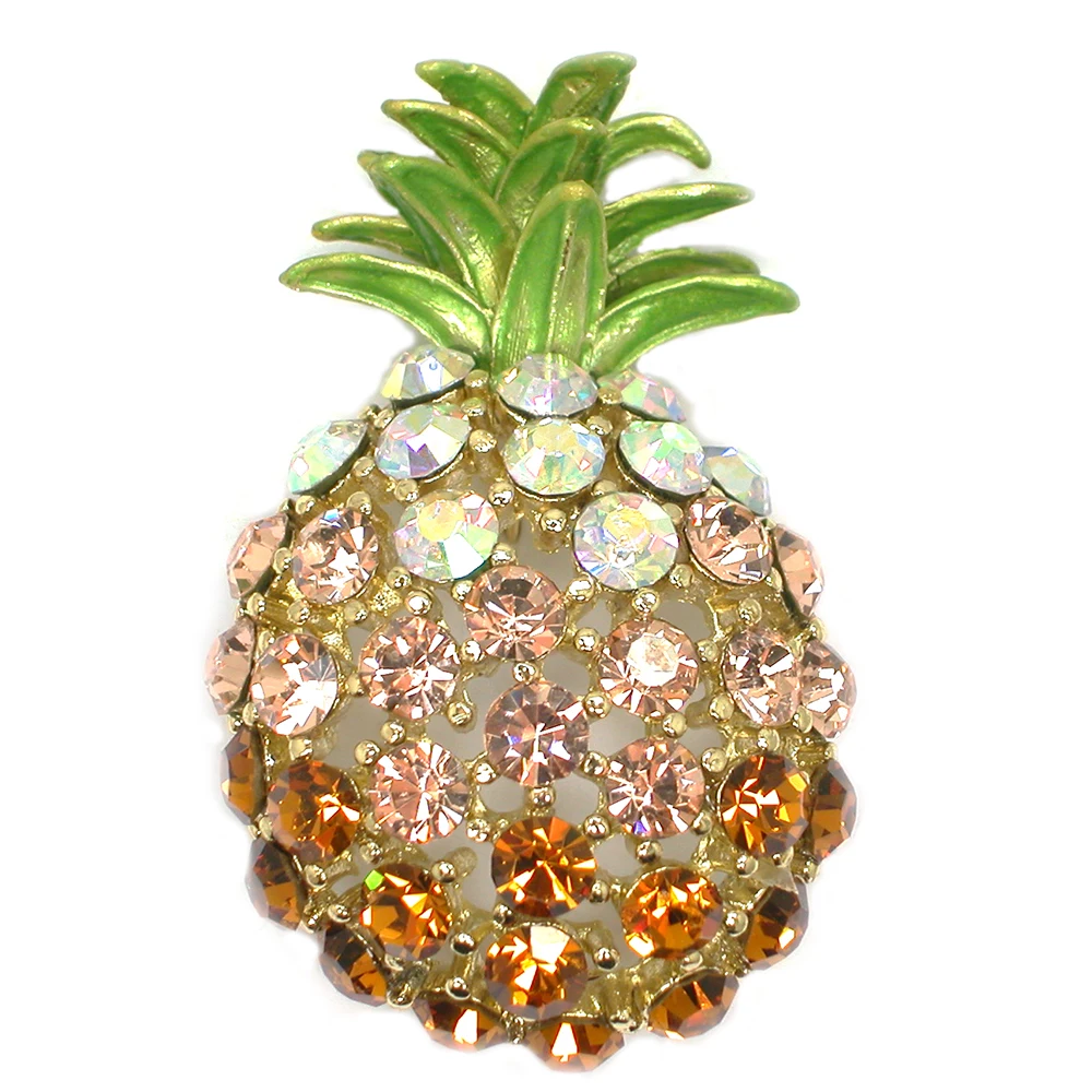 

12pcs/lot Wholesale Fashion Brooch Rhinestone pineapple Pin brooches Accessories Men's woman gift C102225