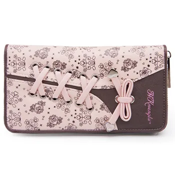 

Shoelace Style Pocket Long Wallet PU Leather Multi-functional Printed Wallet Women Coin Purse Card Holders Clutch Female Purse