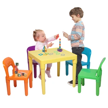 

1 set Colorful Childen table set Plastic Table And 4 pcs Chair set for Children One Desk And Four Chairs Free ship from US