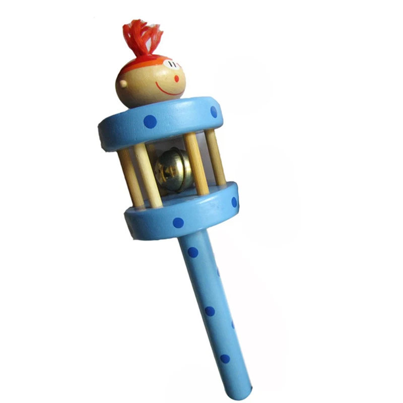 blue Детские игрушки, детские Мультяшные погремушки, Деревянные Колокольчики, музыкальные развивающие инструменты для детей - Цвет: blue