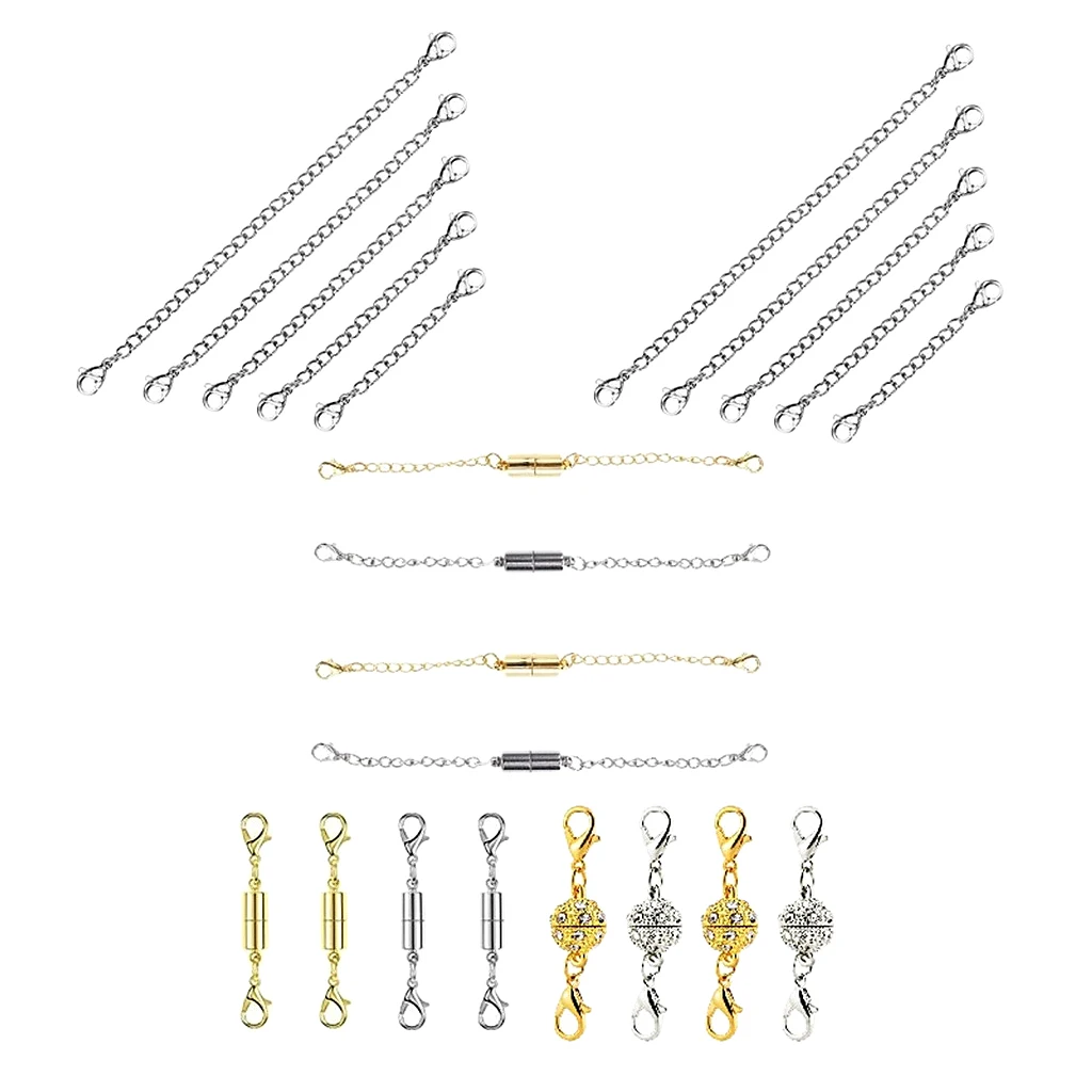 22pc Necklace Extender Chains Magnetic Clasps DIY Bracelet Jewelry Extenders