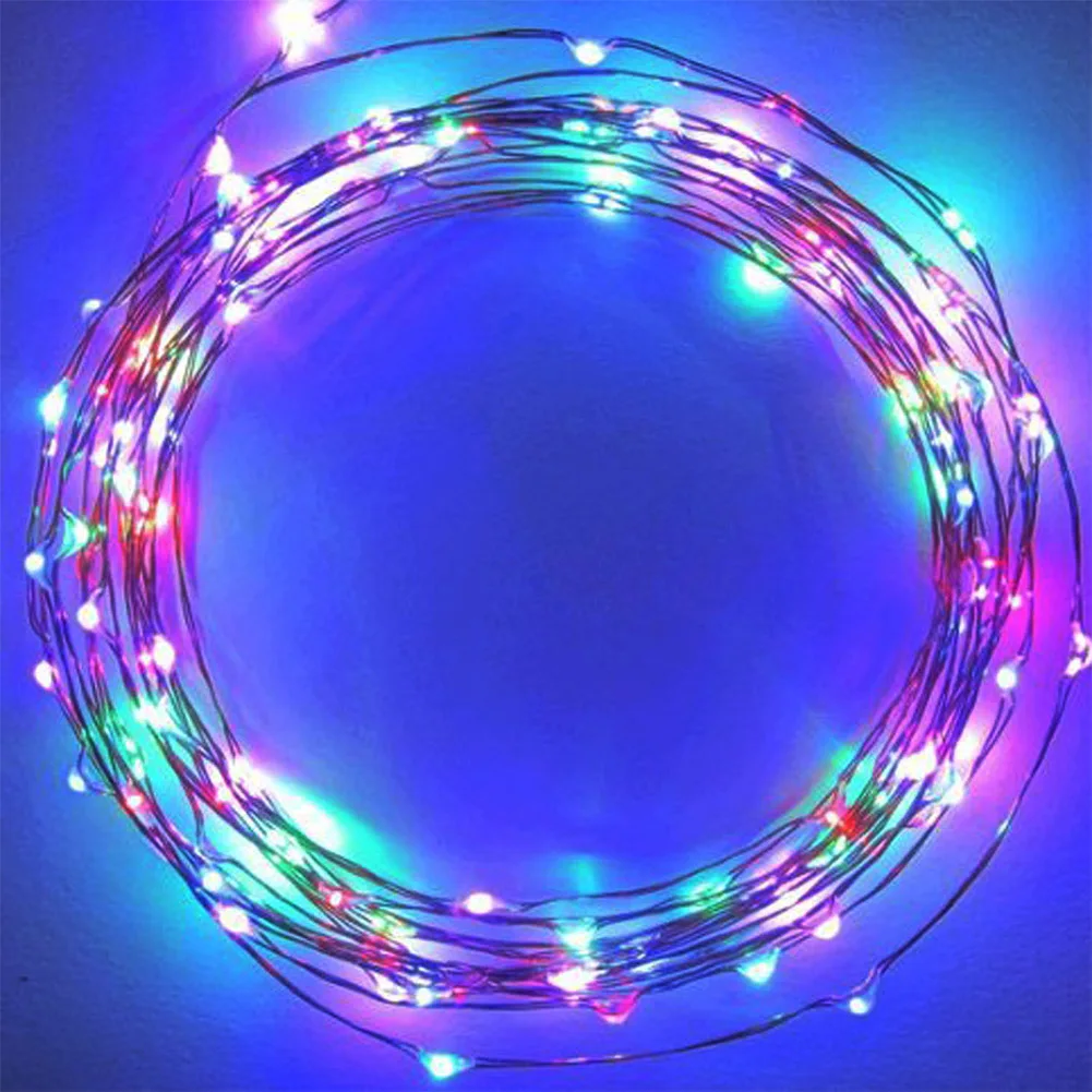 Colorful Серебряный провод светодиодный гирлянды 10 м 5 м светодиодный открытый вечерние рождественские китайские фонарики Звездное праздничное освещение+ адаптер+ контроллер - Испускаемый цвет: Colorful
