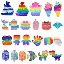 Push Bubble Fidget Sensory Toy Cat Shaped Autism Game Board Stress Reliever Education Interactive Toy Adult Kids Antistress Toys