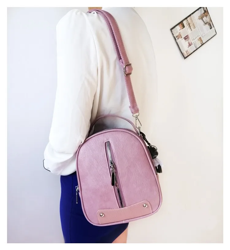 

High quality PU2020 new double backpack ladies shoulder messenger backpack Korean fashion versatile multi-function shoulder