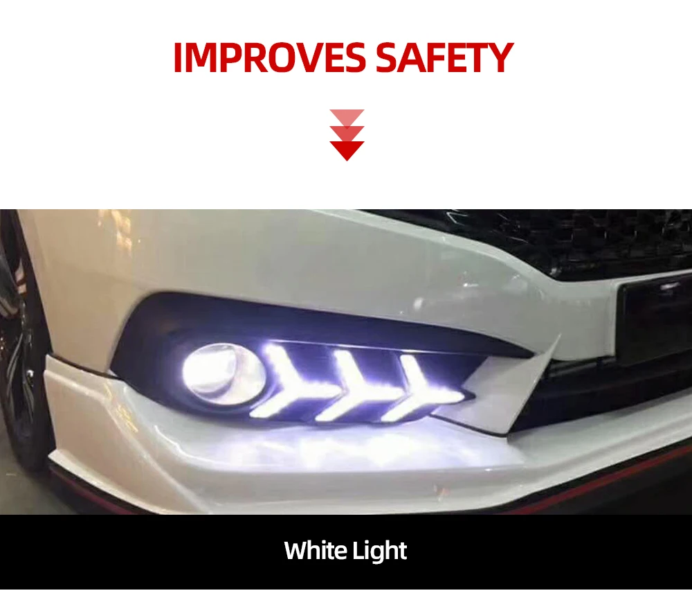 CSCSNL 2 шт. для Honda Civic 10th поворотный сигнал Автомобильный светодиодный DRL дневные ходовые огни аксессуары с отверстием для противотуманной фары