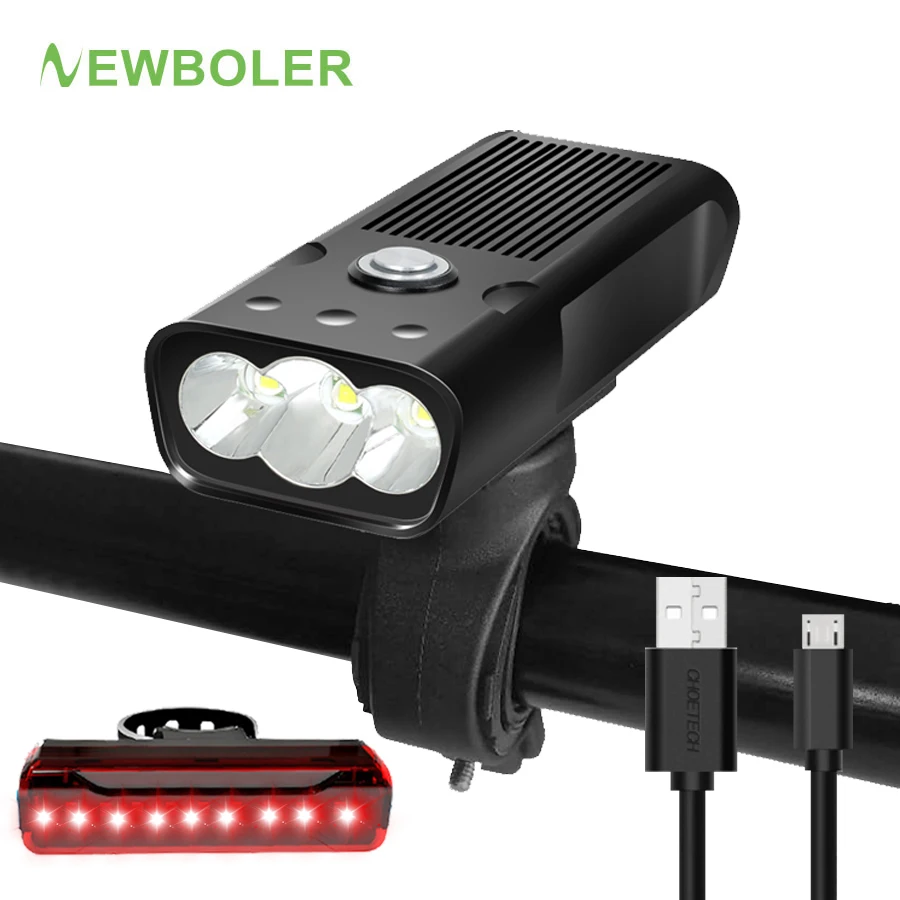 NEWBOLER 5200 мАч флэш светильник для велосипеда USB зарядка Комплект Задний фонарь