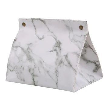 

Chic Tissue Case Box Container PU Leather Marble Pattern Home Car Towel Napkin Papers Bag Holder Box Case Pouch Table Decoration