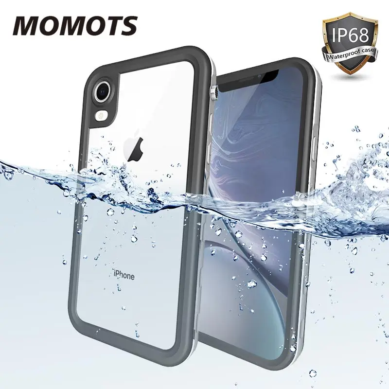 

MOMOTS Shockproof Waterproof Case for iPhone X XR XS MAX Tansparent Case for iPhone 8 7 6 Plus Funda 360 Full Protection