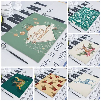 

New Year Happy Christmas Elk Table Napkin Home Decor Napkins Wedding-cloth-napkins 42*32cm Linen Kitchen Dining Serving Servette