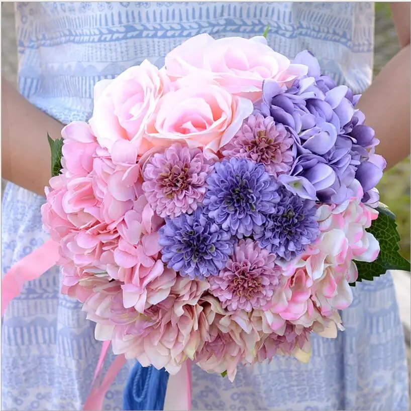 Wedding Foam flowers Rose Fake Wedding bouquet Bridal bouquet Ribbon Ivory Rose Bridesmaid SPH028